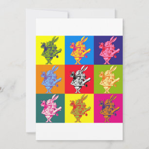 Carte Couleur complète du lapin blanc Pop Art