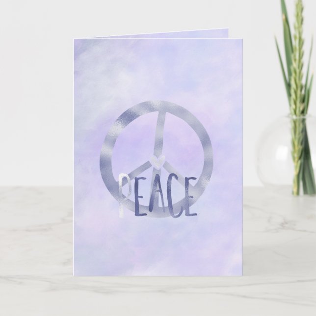 Carte Couleur d'aquarelle du symbole de paix violet Insp (Devant)