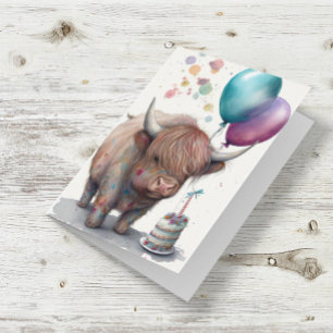 Carte Couleur d'eau de la vache Highland