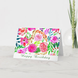 CARTE COULEUR D'EAU FLORALE JOLIE ANNIVERSAIRE