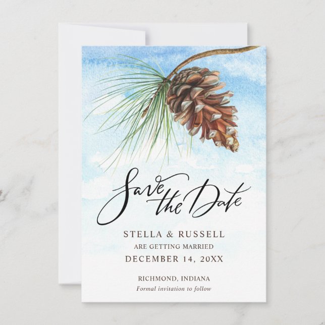 Carte Couleur d'eau Pinecone de la scène d'hiver Enregis (Devant)