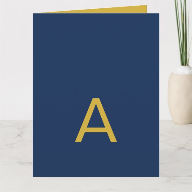 Carte Couleur Or & Bleu Monogramme Initial Professionnel (Devant)