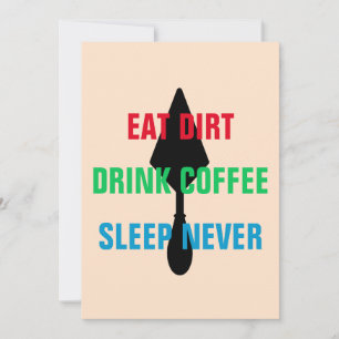 Carte Couleur Personnalisé Manger Dirt Boire Café Dormir