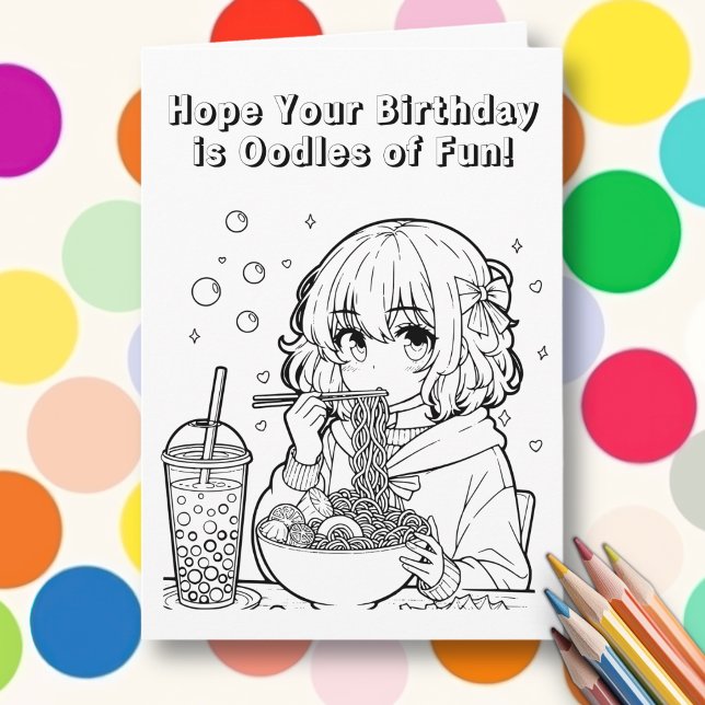 Carte Couleur | Ramen pun Fille Personnalisée Anniversai (Créateur téléchargé)