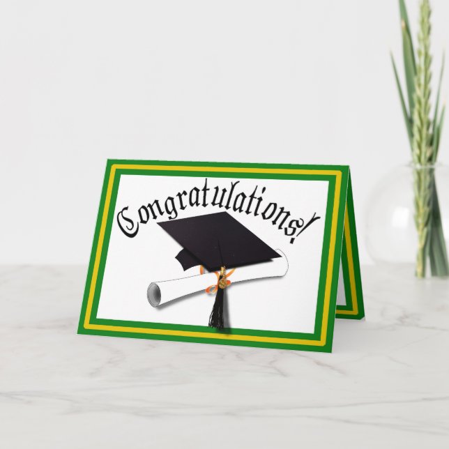 Carte Couleurs de l'école de graduation Or et vert (Devant)