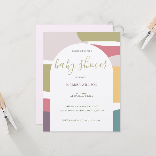 Carte Couleurs d'été crémeuses Abstraites modernes (Devant/Arrière en situation)