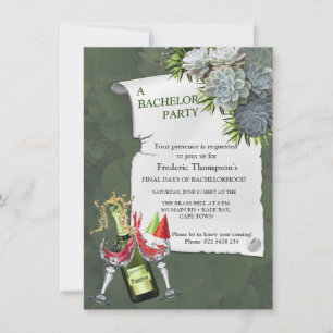 Carte Couleurs Succulentes de blues pâles Bachelor Party