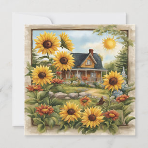 Carte Country Farmhouse Dreamy golden Sunflowers