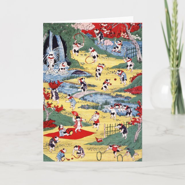 Carte Country japonaise Cats, Utagawa Kunitoshi (Devant)