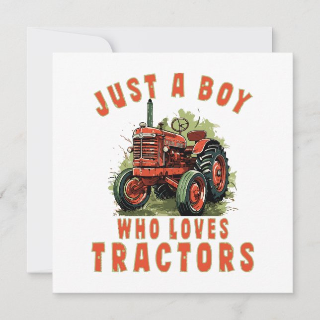 Carte Country Life Boy qui aime les tracteurs (Devant)
