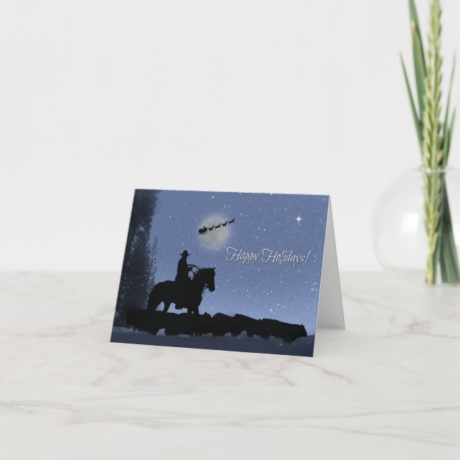 Carte Country Western Cowboy Happy Holidays Card (Devant)