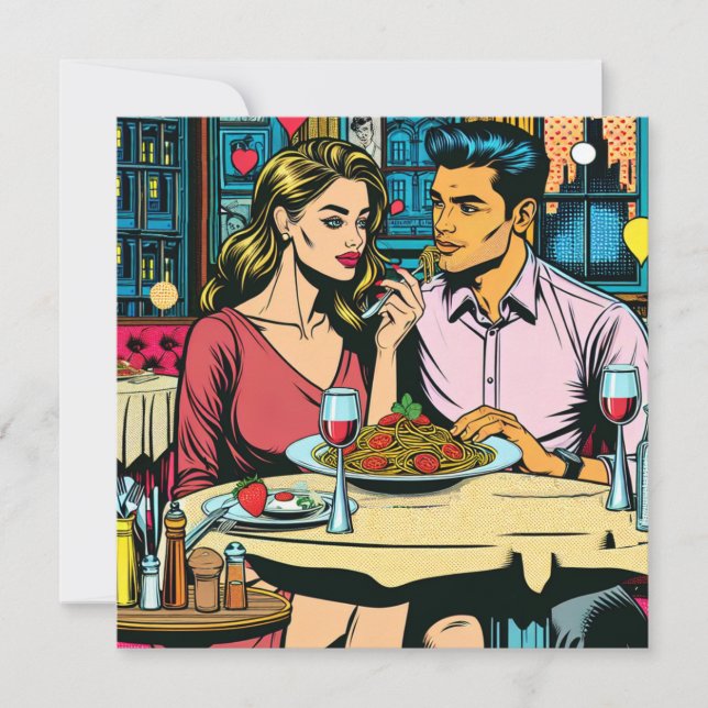 Carte Couple à la première date | Dîner Spaghettis (Devant)