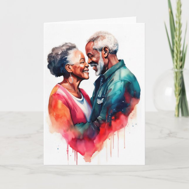 Carte Couple âgé dans un étreinte romantique (Devant)