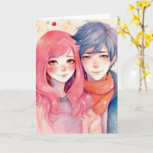 Carte Couple Anime Manga Anniversaire de Saint Val