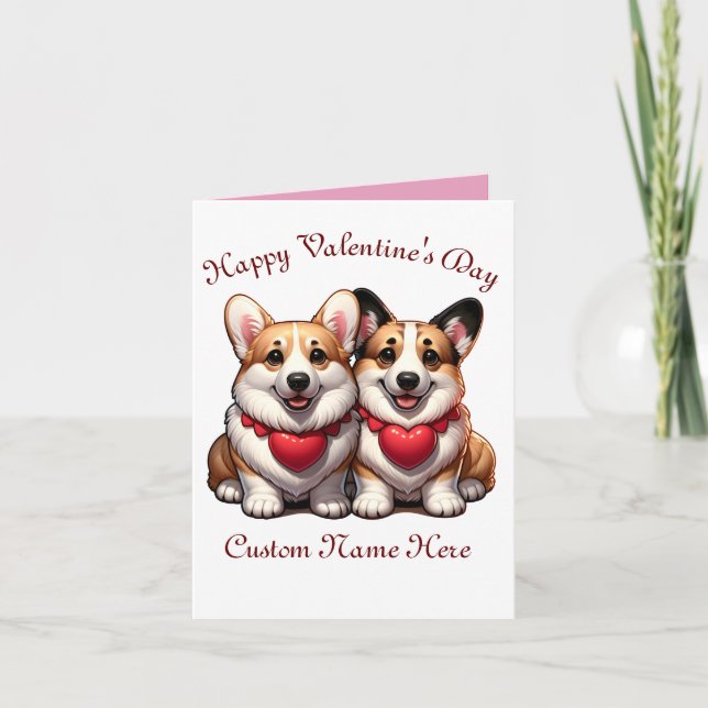 Carte couple Corgi Valentine (Devant)