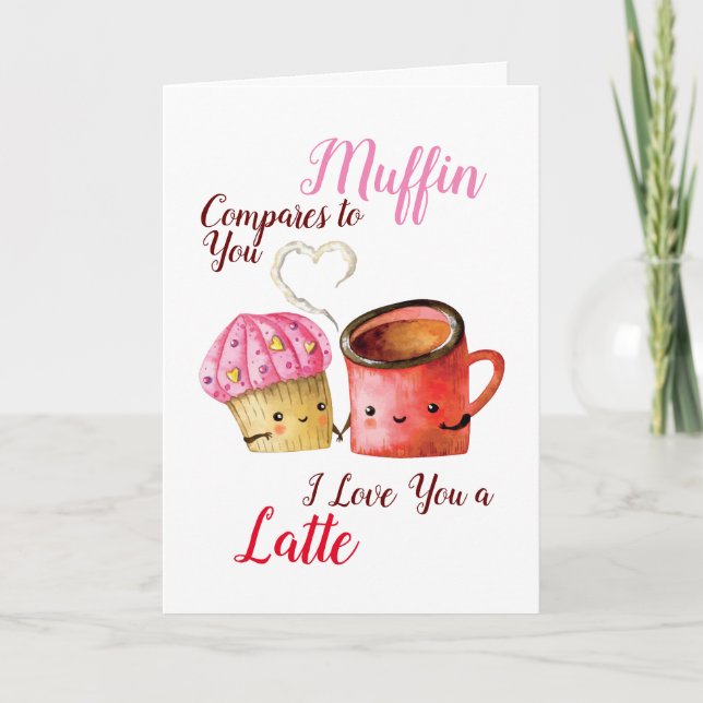 Carte Couple de Cupcake et de Mug de la Saint-Valentin (Devant)