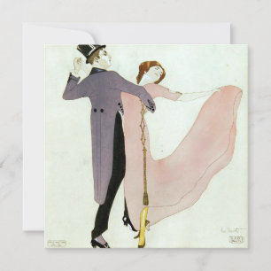 Carte Couple de danse Art Déco vintage par Leo Rauth