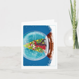 Carte Couple de danse en hiver Globe de neige avec arbre