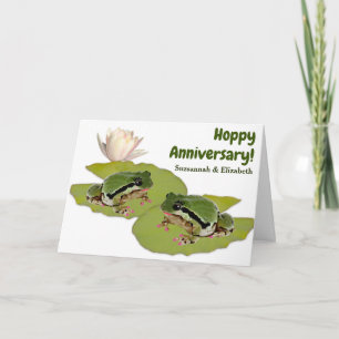 Carte Couple de grenouilles femelles pour un anniversair