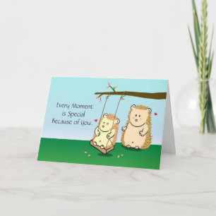 Carte Couple de hérissons de dessin animé mignon amoureu