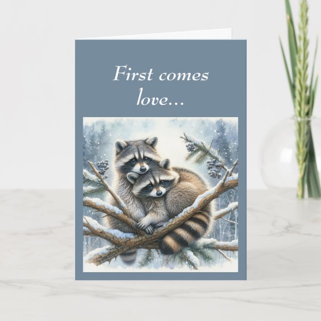 Carte Couple de mignons Raccoons (Devant)