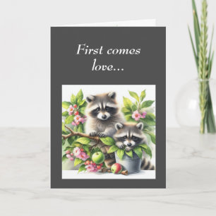 Carte Couple de mignons Raccoons