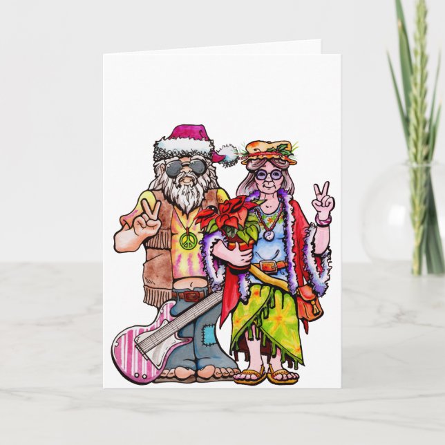 Carte Couple de Père Noël hippie (Devant)