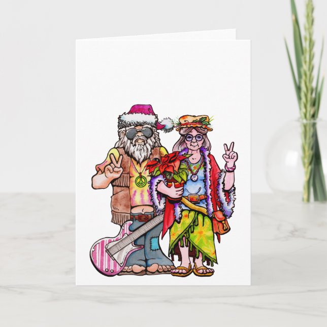 Carte Couple de Père Noël hippie (Devant)