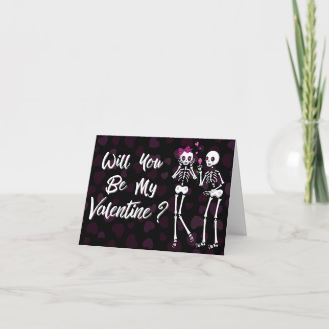 Carte Couple de squelettes Veux-tu être ma Saint-Valenti (Devant)