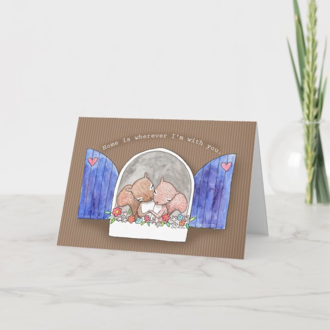Carte Couple d'écureuils mignon anniversaire Saint-Valen (Devant)