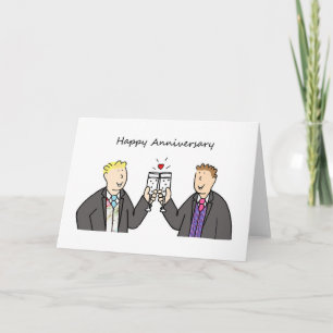 Carte Couple d'hommes gays Joyeux Anniversaire de Mariag