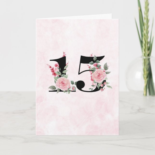 Carte Couple floral 15 - Anniversaire (Devant)