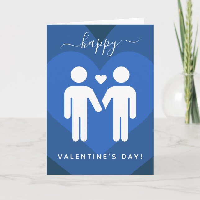 Carte Couple gai au coeur à couche bleue [=p-0098 (Devant)