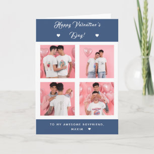 Carte Couple Gay 4 Photo Collage Valentines Jour Bleu