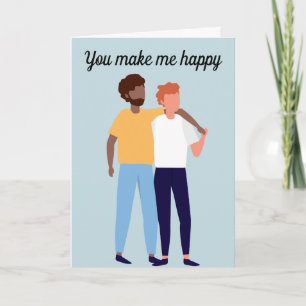 Carte Couple gay inter-racial en amour Hommes Valentin