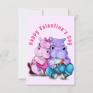Carte Couple Hippo Love Valentine's Day Card - Drôle