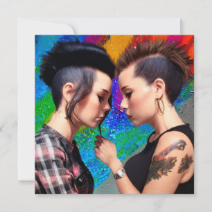 Carte Couple Lesbian Couple Rainbow Art