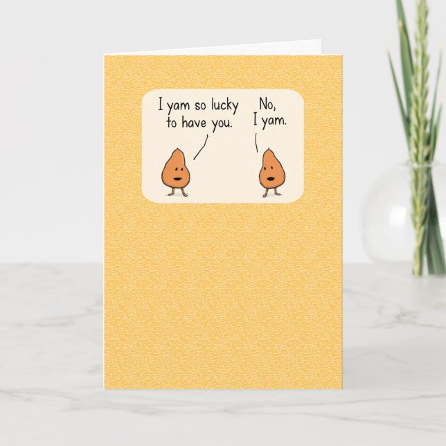 Carte Couple mignon et amusant d'ignames joyeux annivers (Devant)
