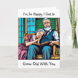 Carte Couple mignon sur Porch Swing Napping Anniversaire
