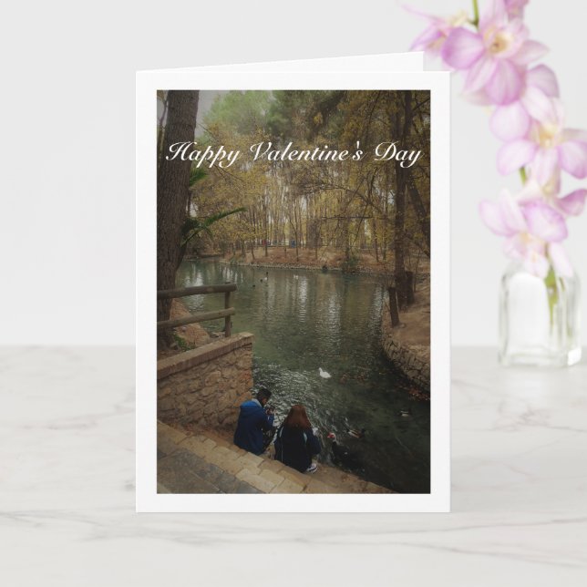 Carte Couple nourrissant des canards dans le parc San Vi (Orchidée)