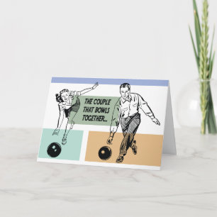 Carte Couple qui joue aux quilles ensemble Drôle Multi-U