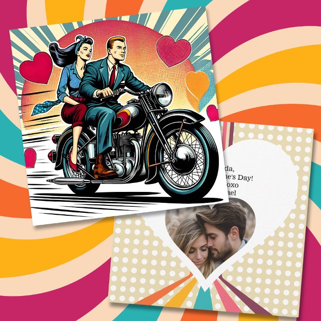 Carte Couple rétro mignon en moto Saint Valentin (Créateur téléchargé)