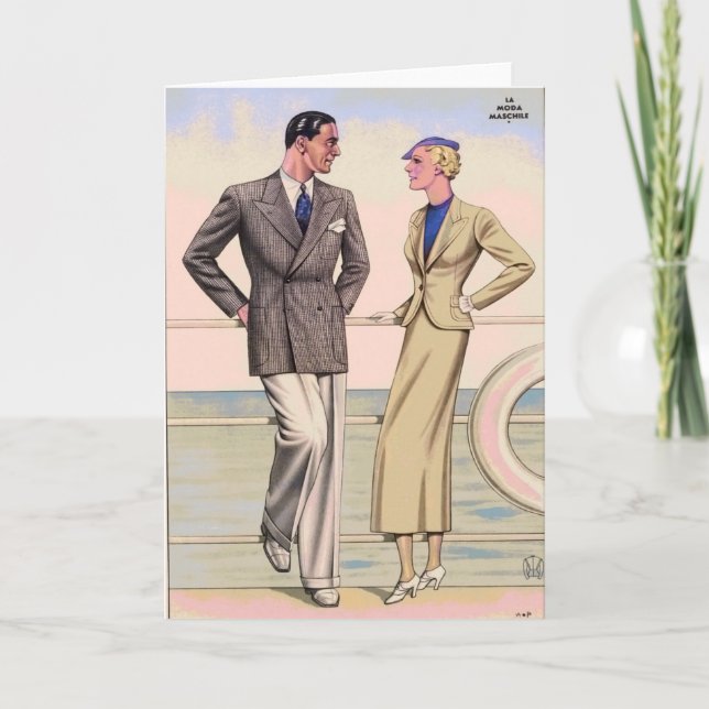 Carte Couple vintage en croisière (Devant)