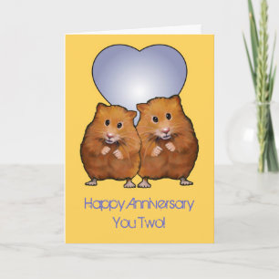 Carte Couples de hamster, anniversaire heureux ; Les