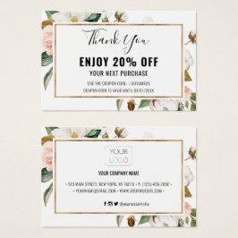 Carte Coupon blanc Blush Magnolia Floral
