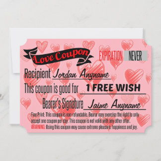 Carte Coupon d'amour pour le désir gratuit