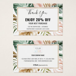 Carte Coupon Feuille Tropical d'été