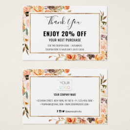 Carte Coupon Gold Floral de Terracotta Automne