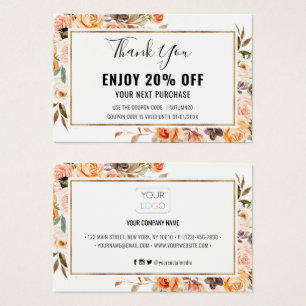 Carte Coupon Gold Floral de Terracotta Automne