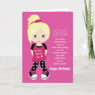 Carte Coupons d'anniversaire pour maman - Blonde Girl Ca